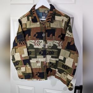 Jane Ashley tapestry jacket Button Front western country size medium